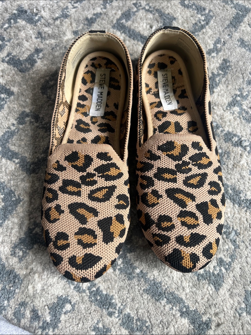 Steve Madden Leopard Print Knit Slip-On Flats -